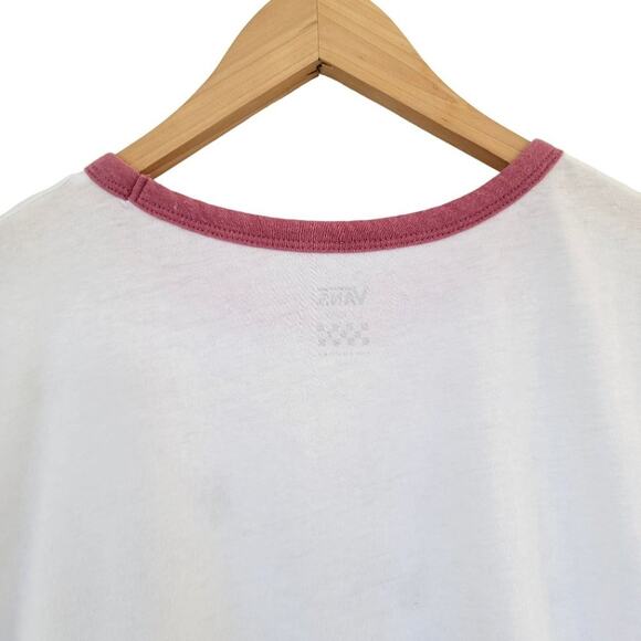 Vans Off The Wall Cropped Tee Womens L White Short Sleeve Cotton Logo Retro - Picture 6 of 7